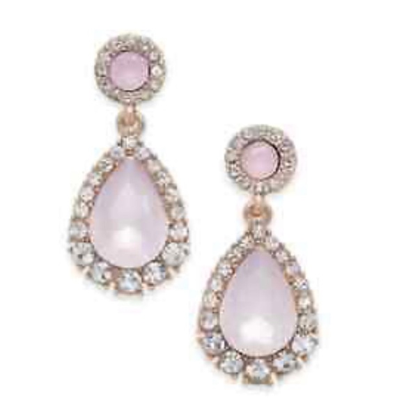Charter Club Rose Gold-Tone Pave & Pink Stone Drop Earrings - Picture 2 of 3